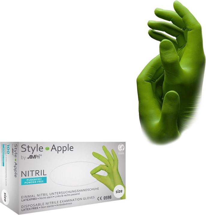 Image du produit Ampri STYLE APPLE, gant d'examen en nitrile, non poudré, vert pomme, taille S (S)