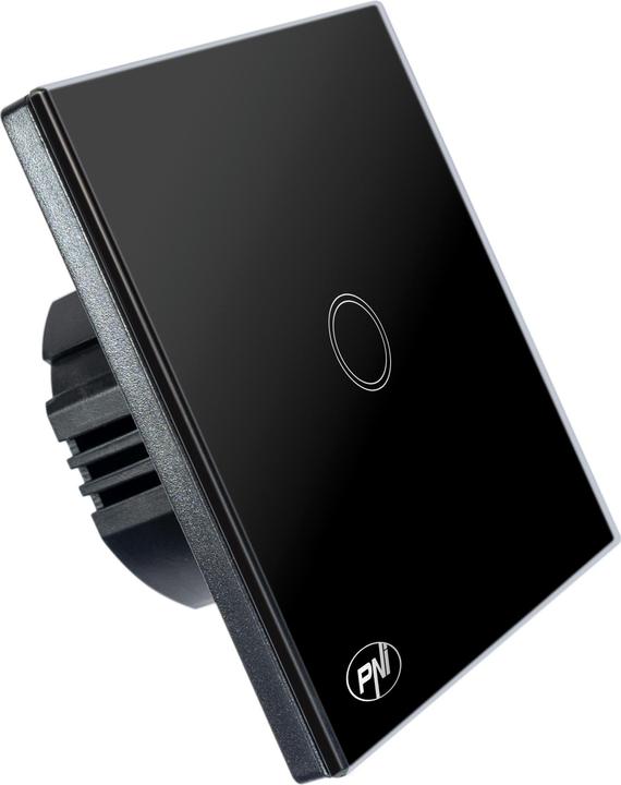 Immagine prodotto PNI Interruttore singolo con touch SH121, in vetro, nero, con display LED, 10A 200W