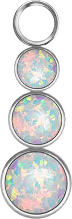 Star Piercing Anhänger silber drei Opale weiss (ohne Messing, Chirurgenstahl 316L)