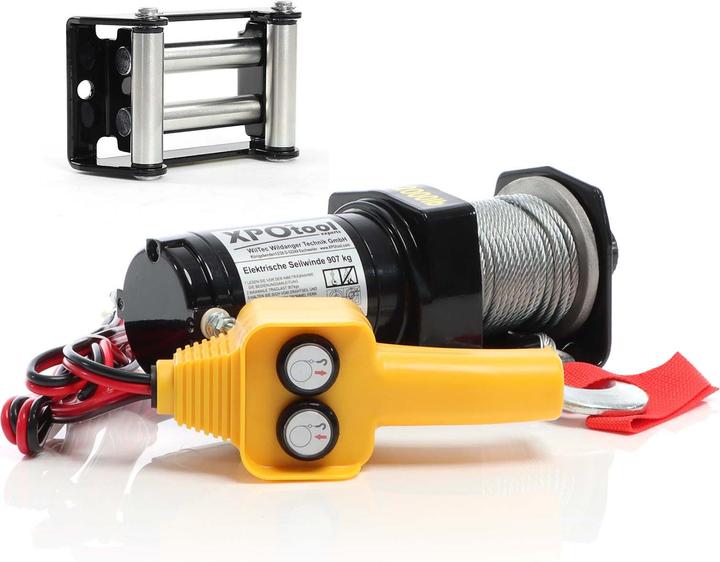 Produktbild XPOtool Elektrische Seilwinde 907kg Stahlseil 12,5m & Rollenfenster 907-1587kg