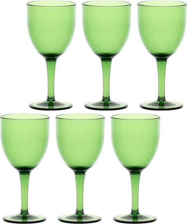 Actual product image Rose Tulipani ROSE&TULIPANI FIABA Set of 6 Acrylic Wine Glasses 400 ml Green (40 cl, 6 Glasses, Wine glasses set)