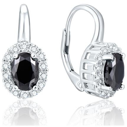 Beneto Silver earrings withack zircons AGUC2234 (L)
