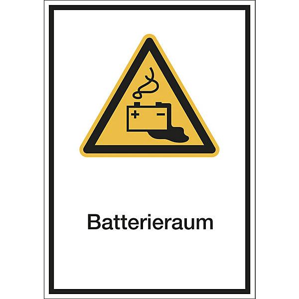 Produktbild Marahrens Kombischilder mit Text, LxH 210x297mm, Kunststoff, VE 10 Stk, Batterieraum