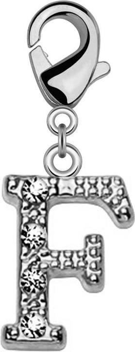 Star Piercing Anhänger mit Kristall Buchstabe F (Messing)
