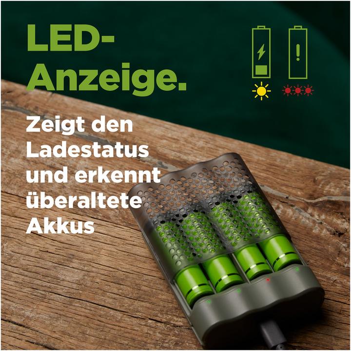 Produktbild GP Batteries ReCyko M451/270 4-Port USB Ladegerät inkl.4xAA NiMh 2600mAh (5 Stk., AA, 2600 mAh, Ladegerät inkl. Akku)