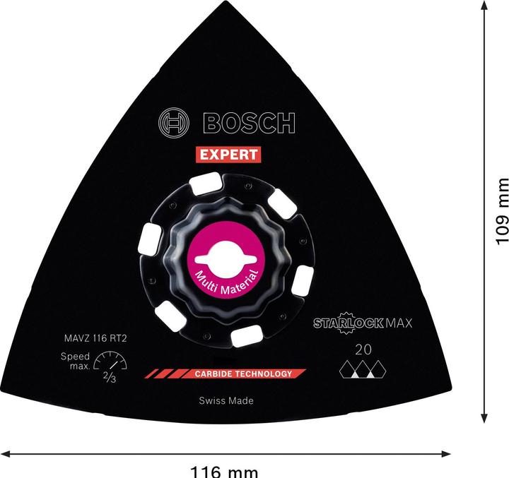 Produktbild Bosch Professional Zubehör EXPERT Sanding Plate MAVZ 116 RT2 Blatt für Multifunktionswerkzeuge, 116 mm (20)