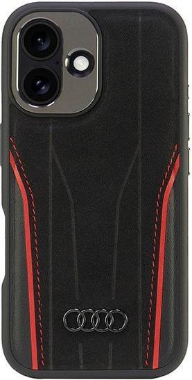 Audi Cuir véritable MagSafe iPhone 16 6.1" czarno-czerwony/black-red hardcase AU-TPUPCMIP16-R8/D3-R (Apple iPhone 16)