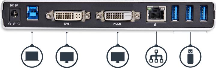 Actual product image StarTech USB 3.0 Laptop Docking Station (USB-B, 5 Ports)