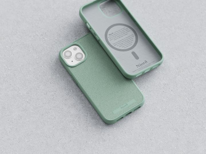 Produktbild Njord Hard-Cover Fabric MagSafe Case Turquoise (Apple iPhone 15, Apple iPhone 13, Apple iPhone 14)