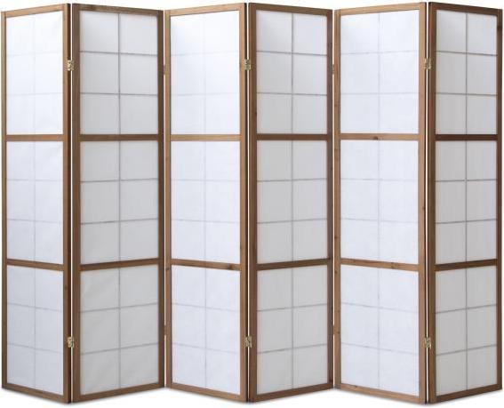 Produktbild Homestyle4u 6fach Paravent Raumteiler Shoji Trennwand tabak