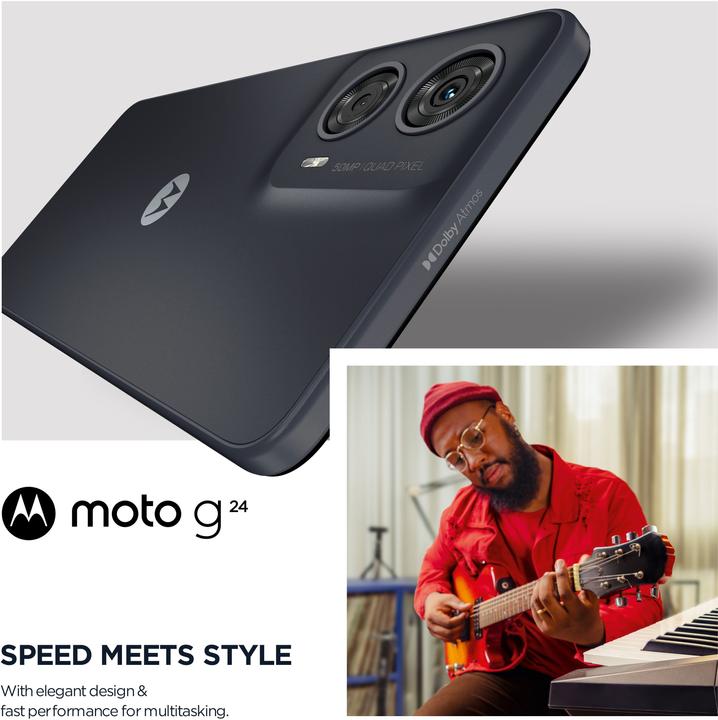 Actual product image Motorola moto g24 (128 GB, Charcoal Mat, 6.56", Dual SIM, 50 Mpx, 4G)