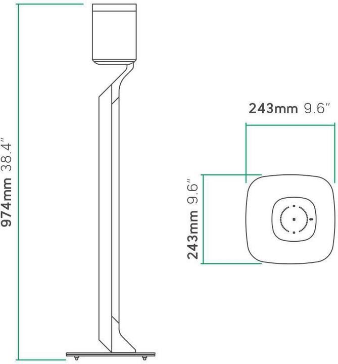 Actual product image Flexson Premium Floorstand for Sonos PLAY:1 (1 pcs., Stand, Height-adjustable)