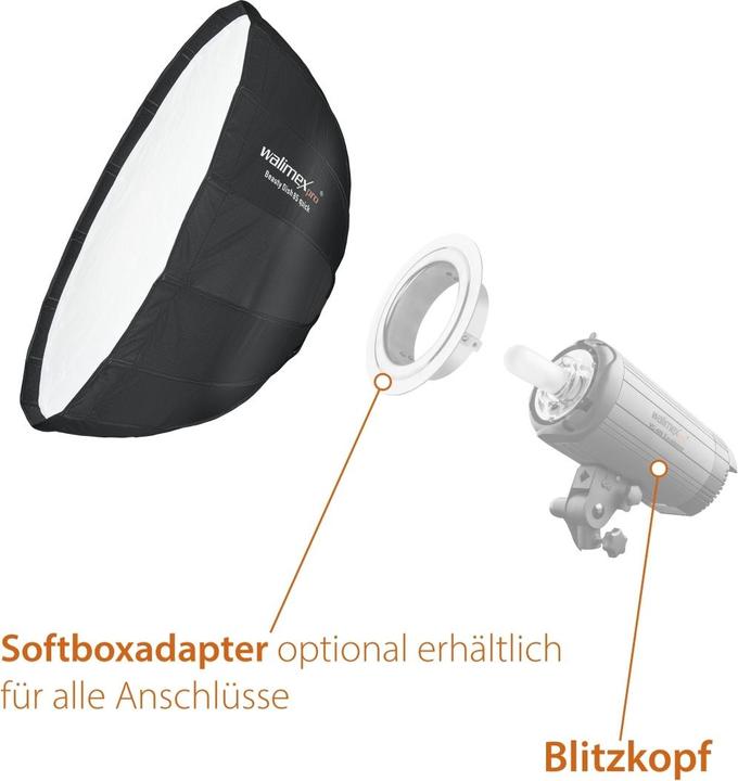 Actual product image Walimex pro pro Studio Line Beauty Dish QA85 + Softbox Adapter Aurora/Bowens (Beauty dish, 85 cm)