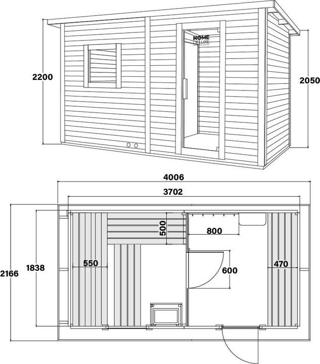 Produktbild Home Deluxe Saunahaus Outdoor mit Vorraum MACAH XL- 400 x 217 cm für 5 Personen - Sauna mit 8kW Ofen