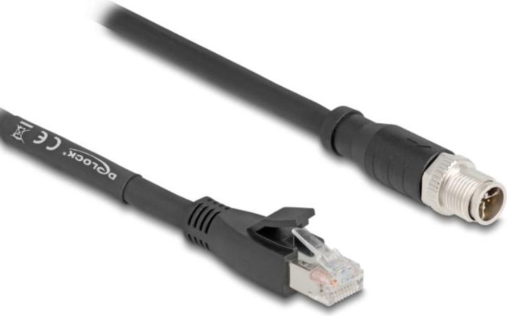 Produktbild Delock M12 Kabel X-kodiert 8 Pin Stecker zu RJ45 Stecker Cat (S/FTP, CAT5e, 3 m)