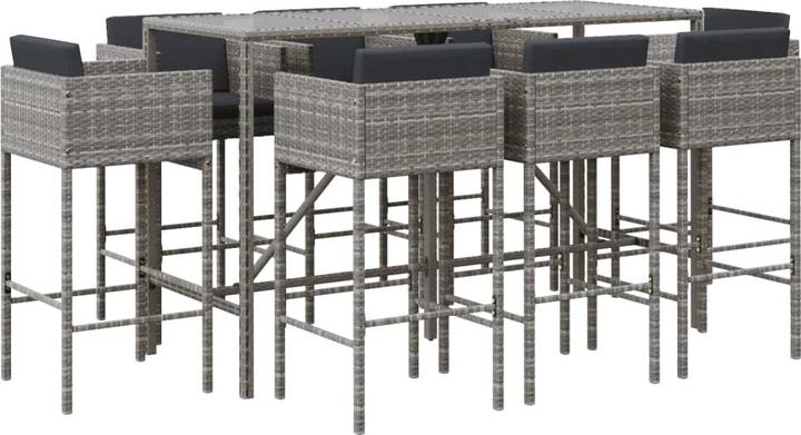 Produktbild VidaXL 7-tlg. Gartenbar-Set mit Kissen Braun Poly Rattan (48 cm)