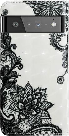 Produktbild Cover-Discount Google Pixel 6 Pro - Etui Glitzer Effekt Blumen schwarz (Google Pixel 6 Pro)