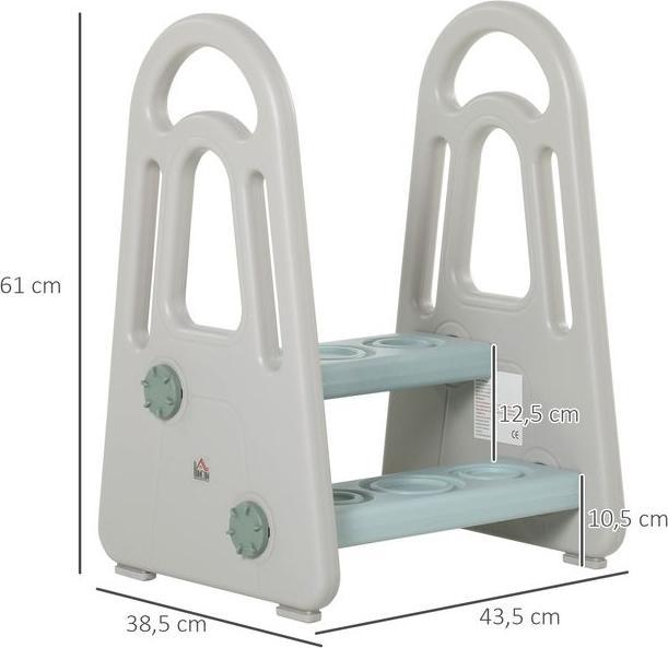 Actual product image Swisshandel24 Learning tower step stool stool standing with 2 steps pyramid structure safety blue+grey for 2-5