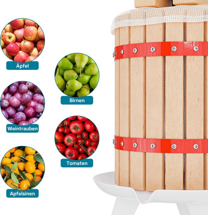 Image du produit Wiltec 18L Presse à fruits incl. torchon pour pressoir vin fruit chêne cidre de pommes