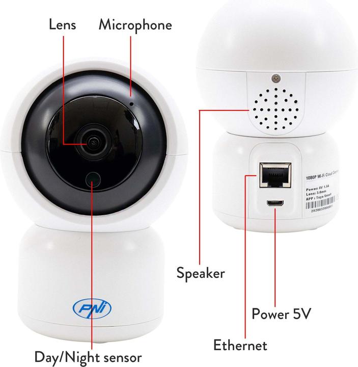 Produktbild PNI Überwachungskamera IP390T 1080P mit PTZ WiFi H264 (1280 x 1080 Pixels)