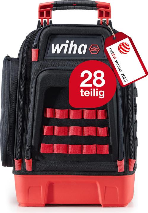 Produktbild Wiha Elektriker Werkzeugrucksack 27tlg Elektriker Grundausstattung stabiler Standboden Laptopfach (27 Teile)