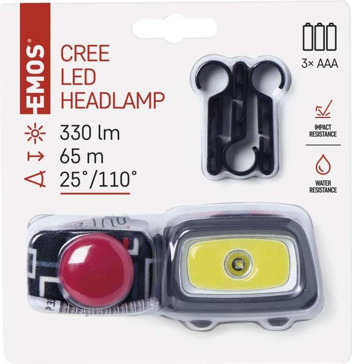 Produktbild Emos CREE LED + COB LED Stirnlampe P3531, 330 lm, 65 m, für 3x AAA (330 lm)