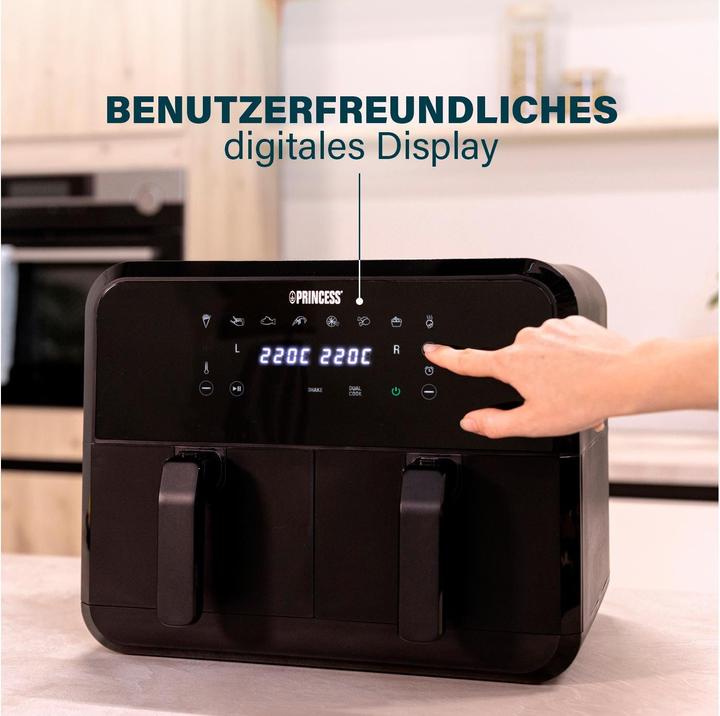 Productafbeelding Princess 182068 Airfryer met dubbele mand - Dubbele heteluchtfriteuse - 2 manden x 4 liter - Touchscreen