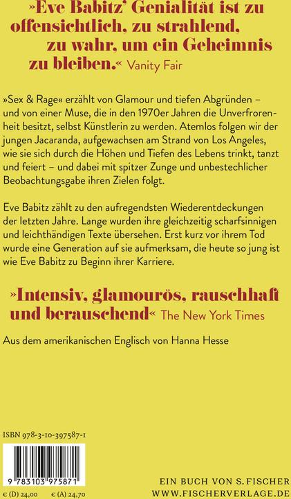Produktbild Sex & Rage (Deutsch, Eve Babitz, 2024)
