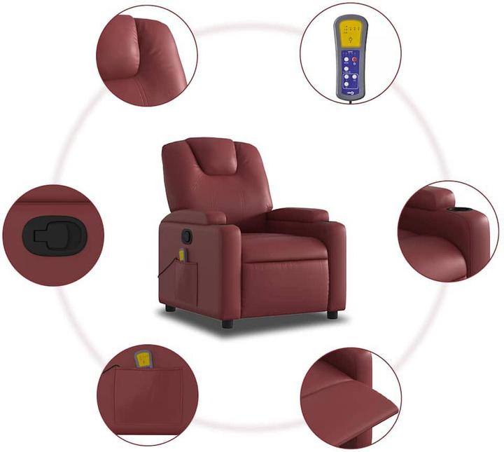 Actual product image VidaXL Massage chair wine red imitation leather,Colour: Wine red,Material