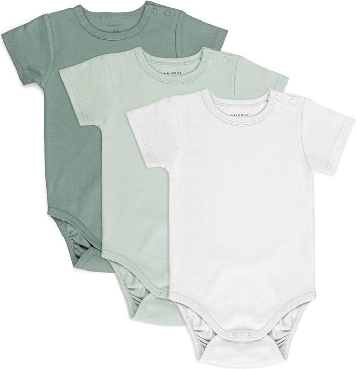 La Loona LaLoona Baby-Bodys & Wickelbodys Baby Body Kurzarm OEKO-TEX® 3er Pack - Grün - (74, 80)