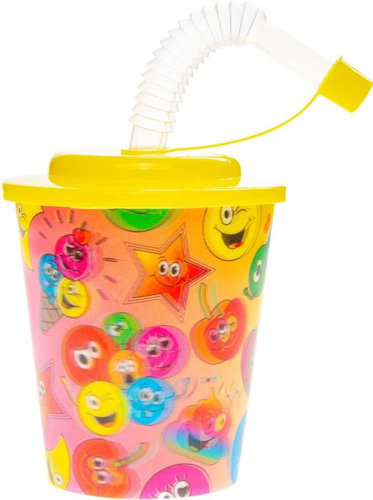 LG-Imports Cup with lid and straw, smiley face, 12 pieces. (12 x)