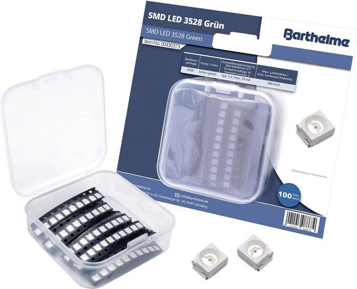 Actual product image Barthelme SMD LED set 3528 Green 400 mcd 120° 18 mA 3 V 100 pcs. Bulk