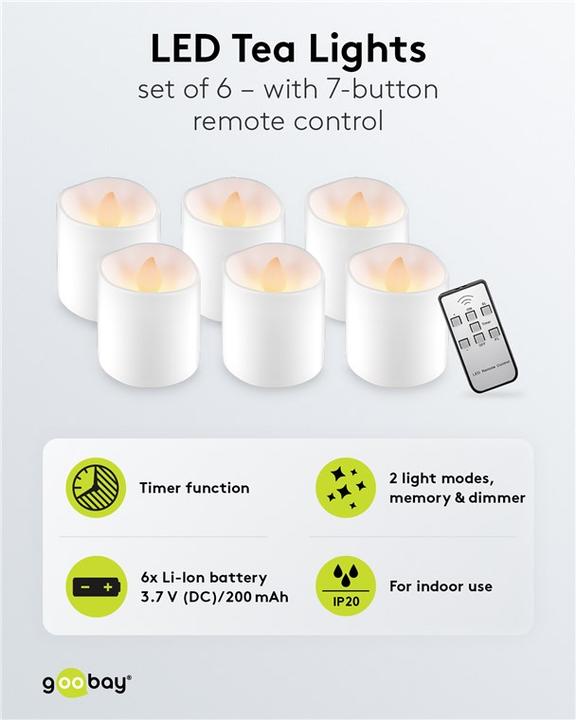 Productafbeelding Goobay Set van 6 LED waxinelichtjes (6 x)