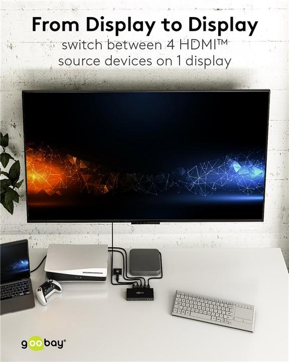 Actual product image Goobay HDMI switch box 4 to 1 with audio output