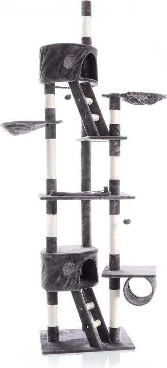 Actual product image Wiltec Cat Tree Scratching Post Climbing Tree 240-260cm in Dark-grey with Caves, Hammocks and Platforms (260 cm, Dark grey)