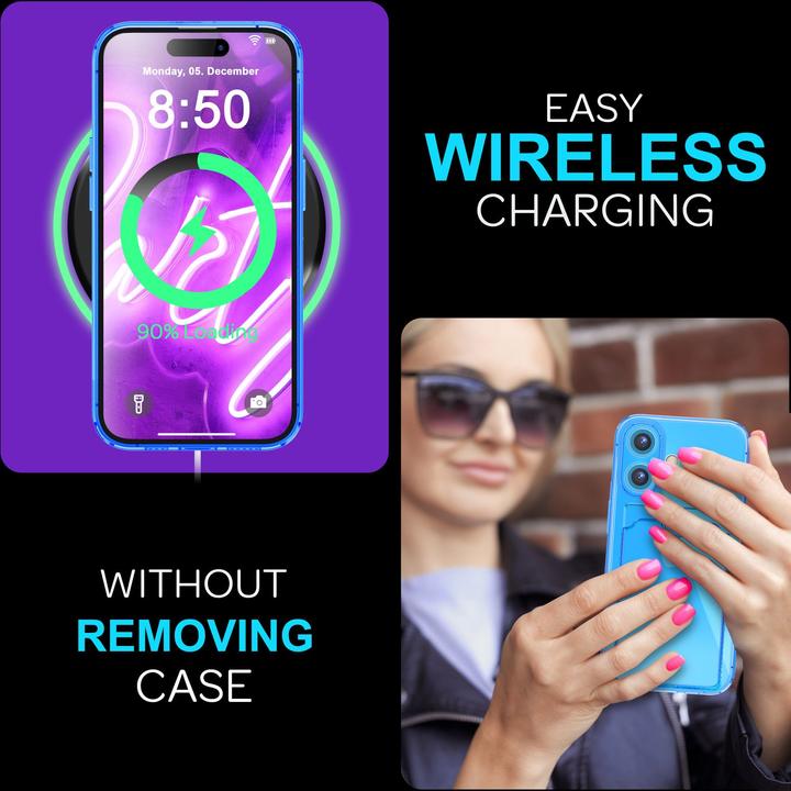 Actual product image Nalia Clear transparent neon silicone cover card holder (Apple iPhone 16 Plus)