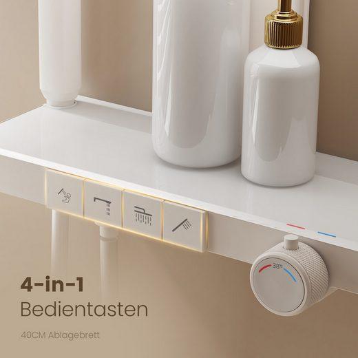Produktbild Emke Duschsystem mit Thermostat, Handbrause + Regendusche + Kinderdusche + Unterer Auslass, Weiss