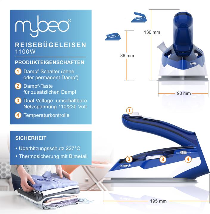 Image du produit Mybeo Fers à repasser de voyage (1100 W)