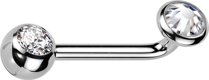 Immagine prodotto Hollywood Body Jewelry Barbell L curvo filo interno argento con sfera in cristallo argento e disco in cristallo argento s (Titanio G23, senza ottone)