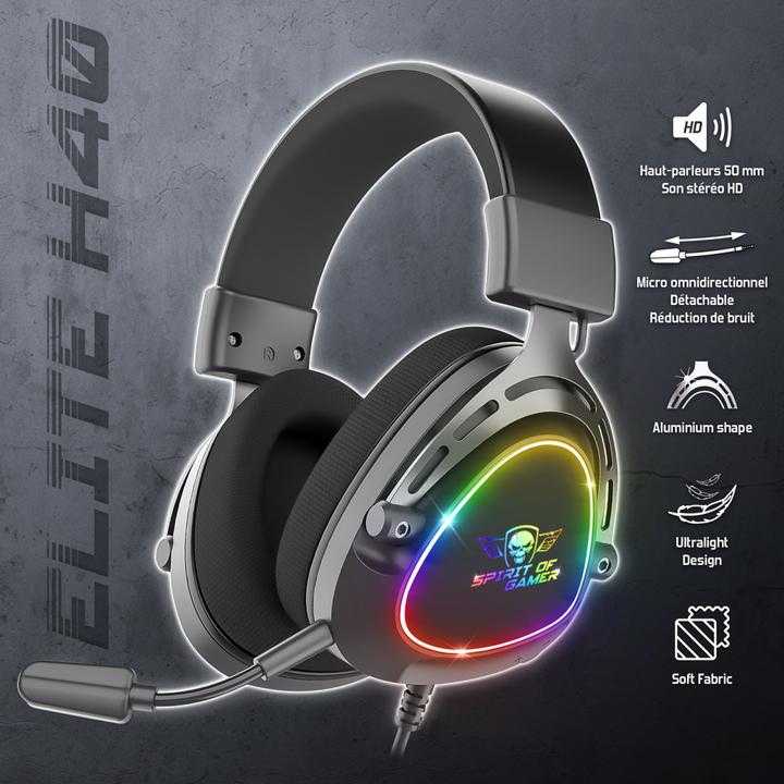 Produktbild Spirit Of Gamer Headset Elite H40 DARK (Kabelgebunden)
