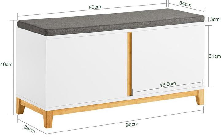 Immagine prodotto SoBuy Panca da guardaroba (91 x 46 x 34 cm)