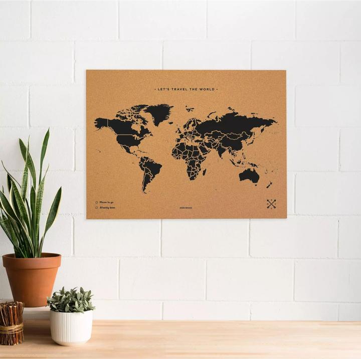 Immagine prodotto Miss wood Mappa Woody Mappa del mondo XL (Bacheca, Mappamondo, 90 x 60 cm)