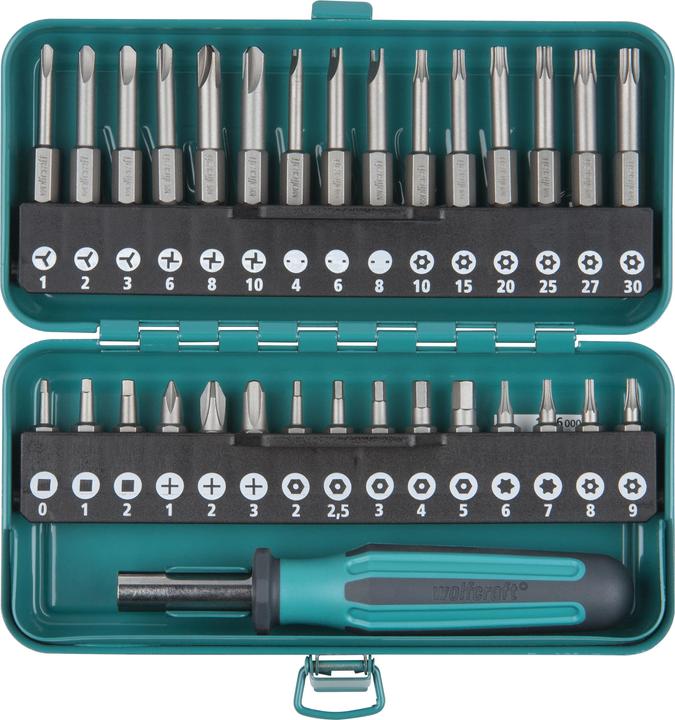 Actual product image wolfcraft wolfcraft 1 Combi Safety Bit Box Solid 31 pcs. (Cross Phillips PH M1, Cross Phillips PH M2, Hexagon socket TX M6, Hexagon socket TX M7, Cross Phillips PH M3, Hexagon socket with hole M2, Hexagon socket with hole M2.5, Hexagon socket with hole M3, Hexagon socket with hole M4, Hexagon socket with hole M5, Hexagon socket TX with hole M8)