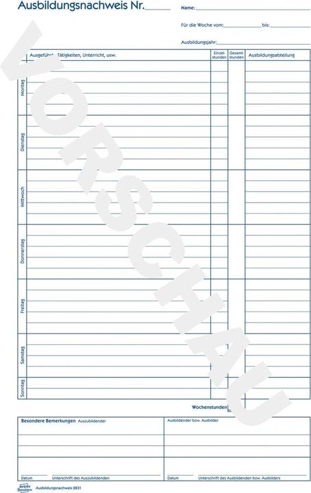Produktbild Avery Formularbuch "Ausbildungsnachweis", A4 (28 x)