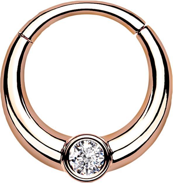 Produktbild Star Piercing Micro Segmentring klappbar rosegold unten dicker mit Kristall (Chirurgenstahl 316L)