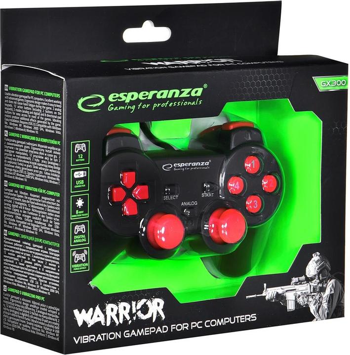Actual product image Esperanza EGG102R Gaming Controller, USB 2.0 Gamepad Analog / Digital PC (PC)