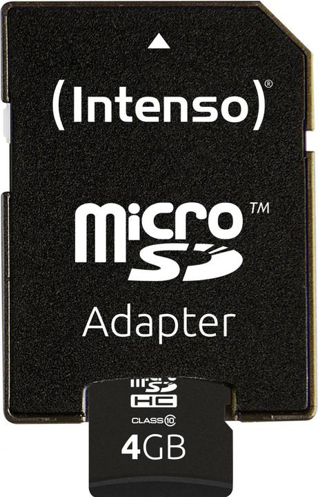 Produktbild Intenso MEMORY MICRO SDHC 4GB C10 W/ADAPTER 3413450 (4 GB, SDHC)