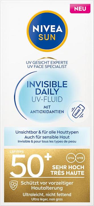 Actual product image NIVEA UV Face Invisible Daily Fluid SPF 50+ (Suntan cream, SPF 50+, 40 ml, 70 g)