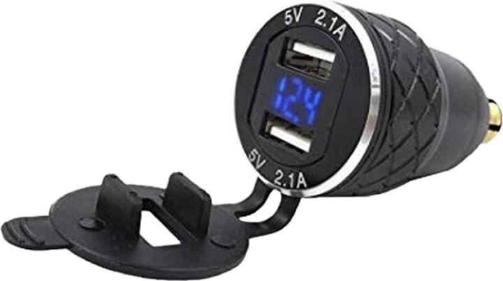 Image du produit Interphone Adaptateur DIN Double USB 12V Alu + indicateur voltmètre