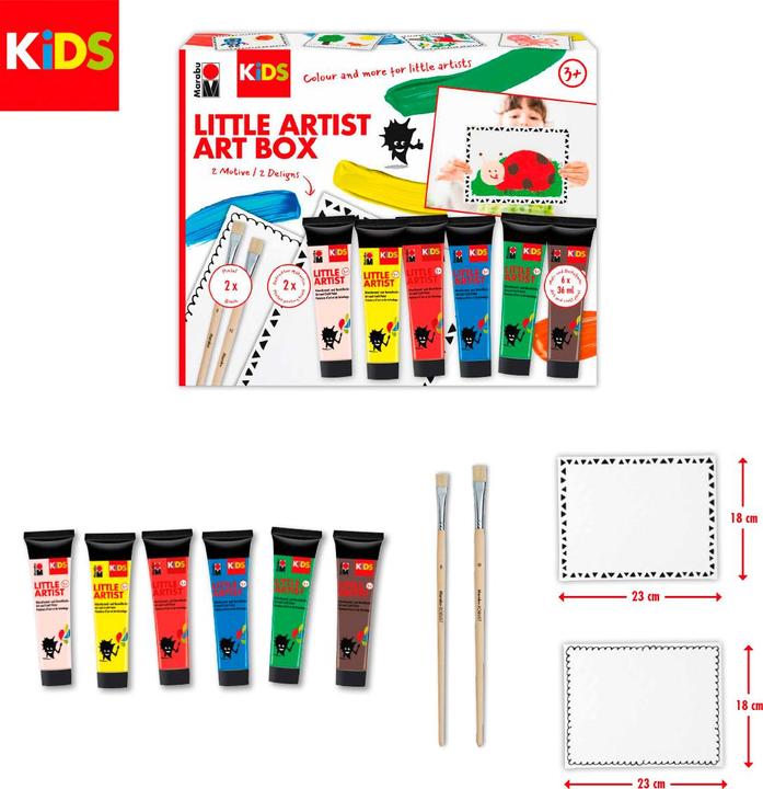 Produktbild Marabu Little Artist Art Box KiDS (Grün, Braun, Beige, Rot, Gelb, Blau, 36 ml)